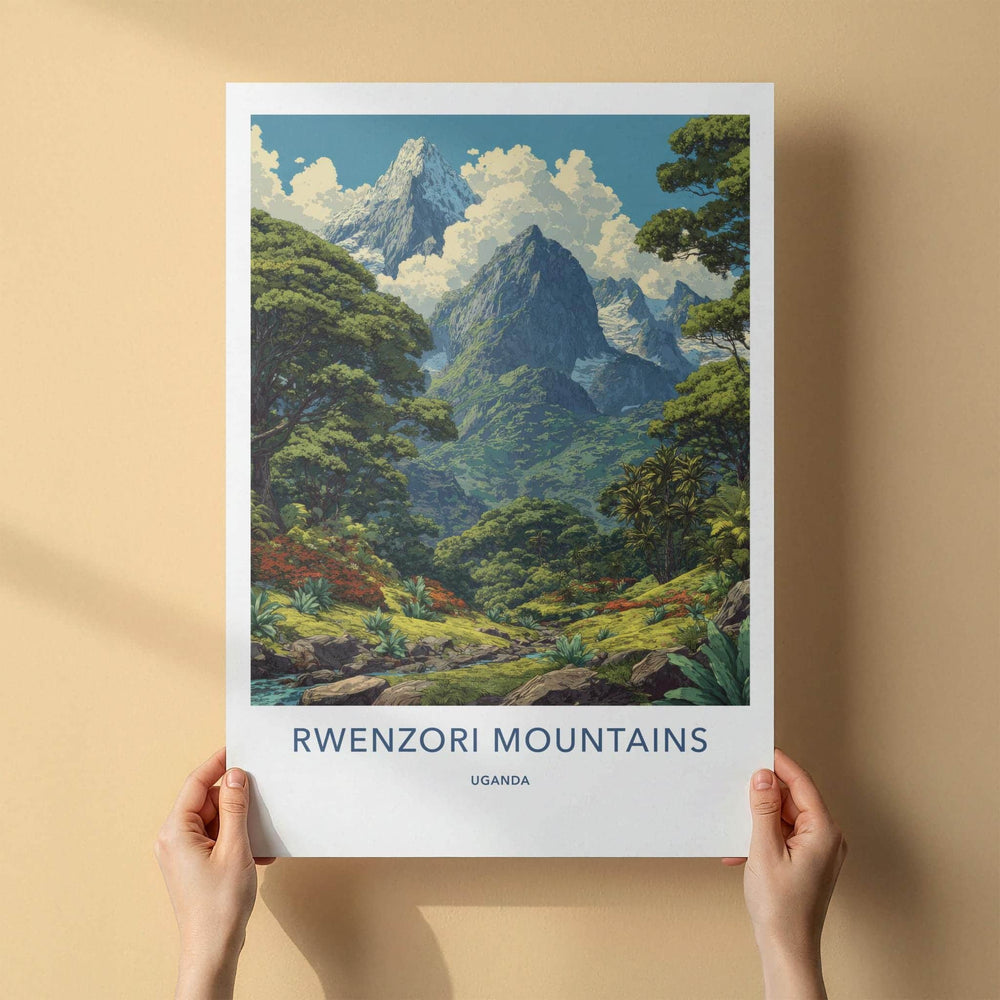 Rwenzori Mountains Poster - Uganda Travel Art - Lush Green Peaks Home Decor