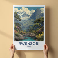 Rwenzori Poster - Uganda Wall Art - Mountain River Valley Home Decor