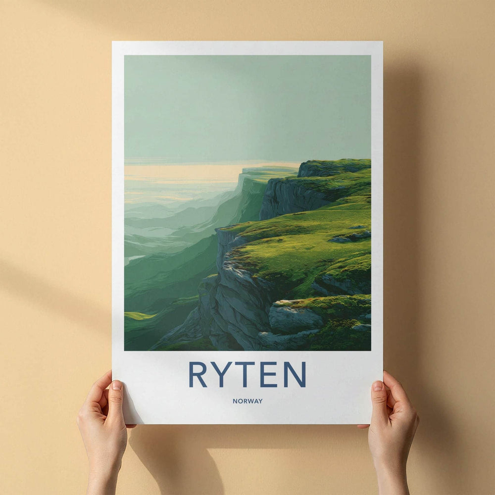 Ryten Poster - Norway Travel Art - Misty Mountain Vista Home Decor