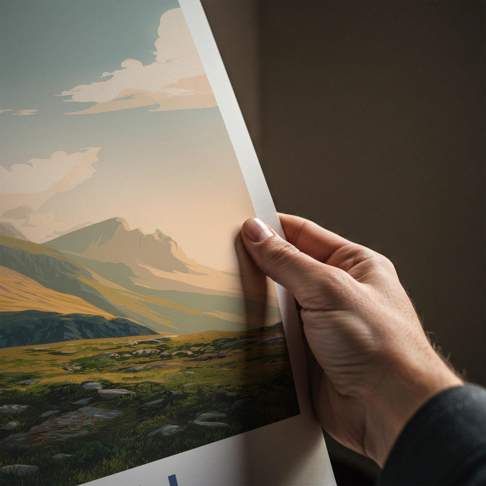 Ryten Poster - Norway Travel Art - Sunlit Mountain Cliff Home Decor