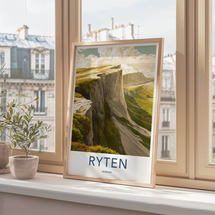 Ryten Poster - Norway Wall Art - Steep Cliffside Landscape Home Decor