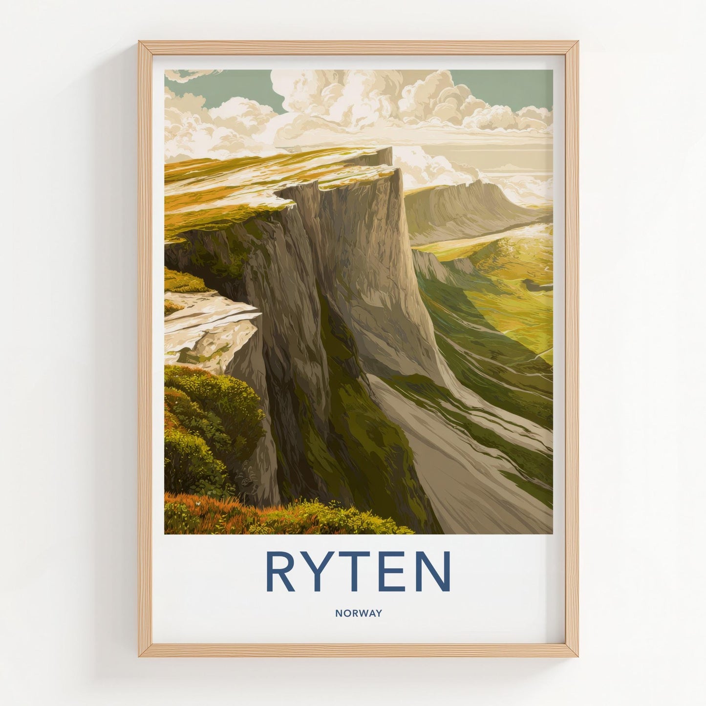 Ryten Poster - Norway Wall Art - Steep Cliffside Landscape Home Decor