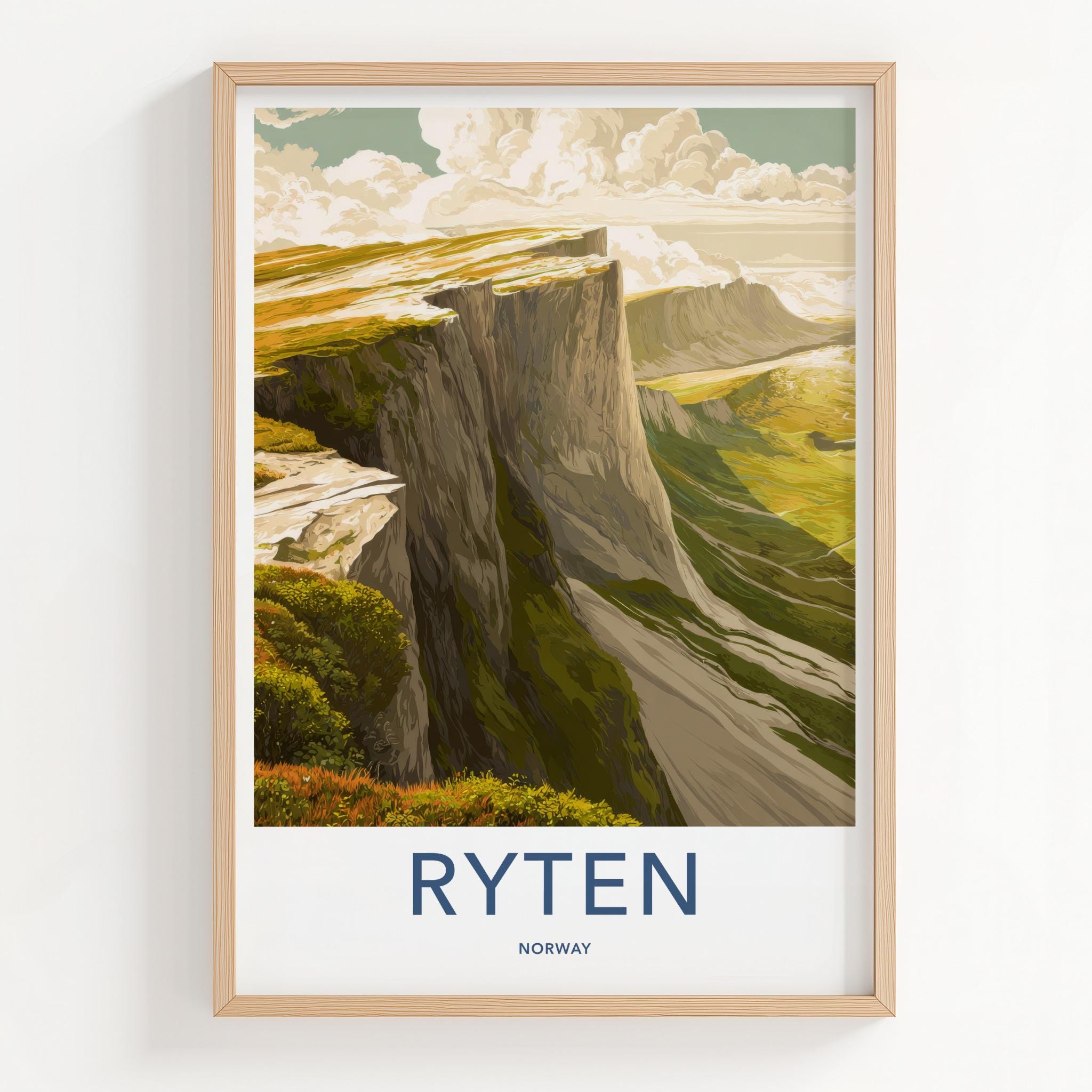 Ryten Poster - Norway Wall Art - Steep Cliffside Landscape Home Decor