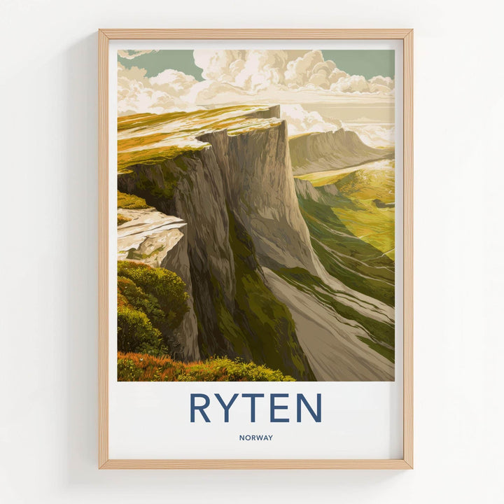Ryten Poster - Norway Wall Art - Steep Cliffside Landscape Home Decor