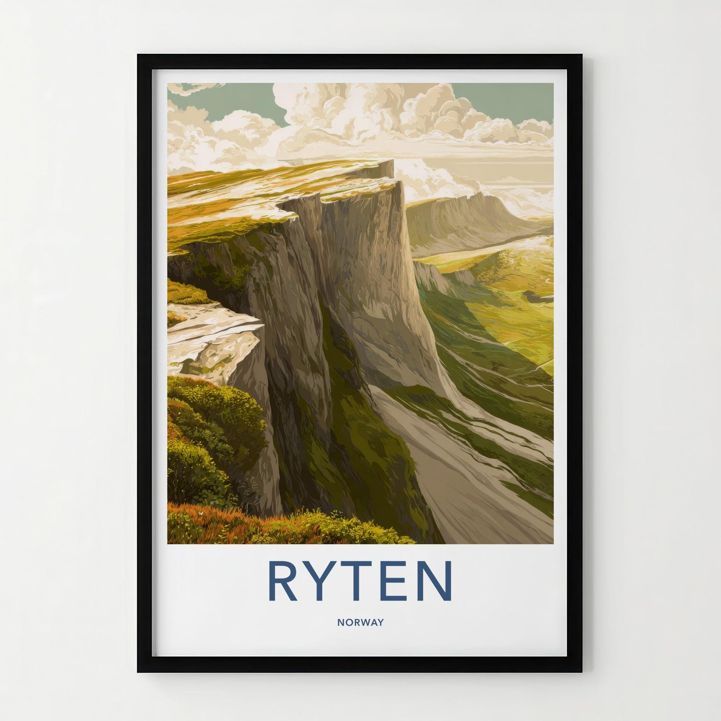 Ryten Poster - Norway Wall Art - Steep Cliffside Landscape Home Decor