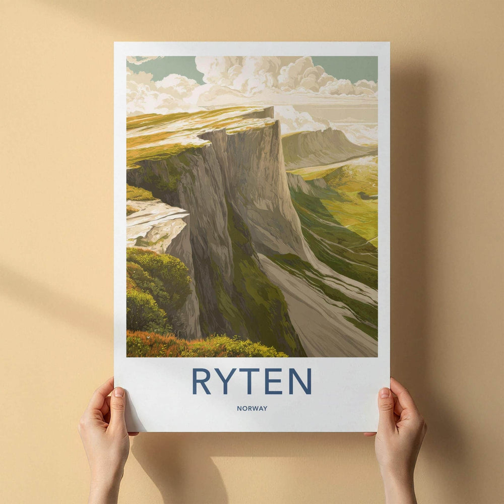 Ryten Poster - Norway Wall Art - Steep Cliffside Landscape Home Decor
