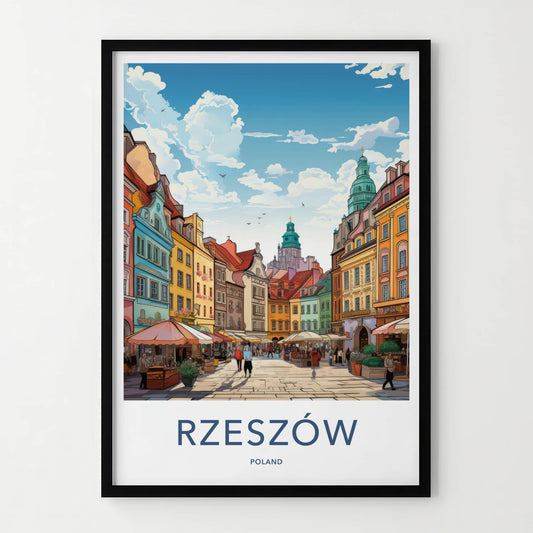 Rzeszow Poster - Poland Travel Art - Colorful Market Square Home Decor
