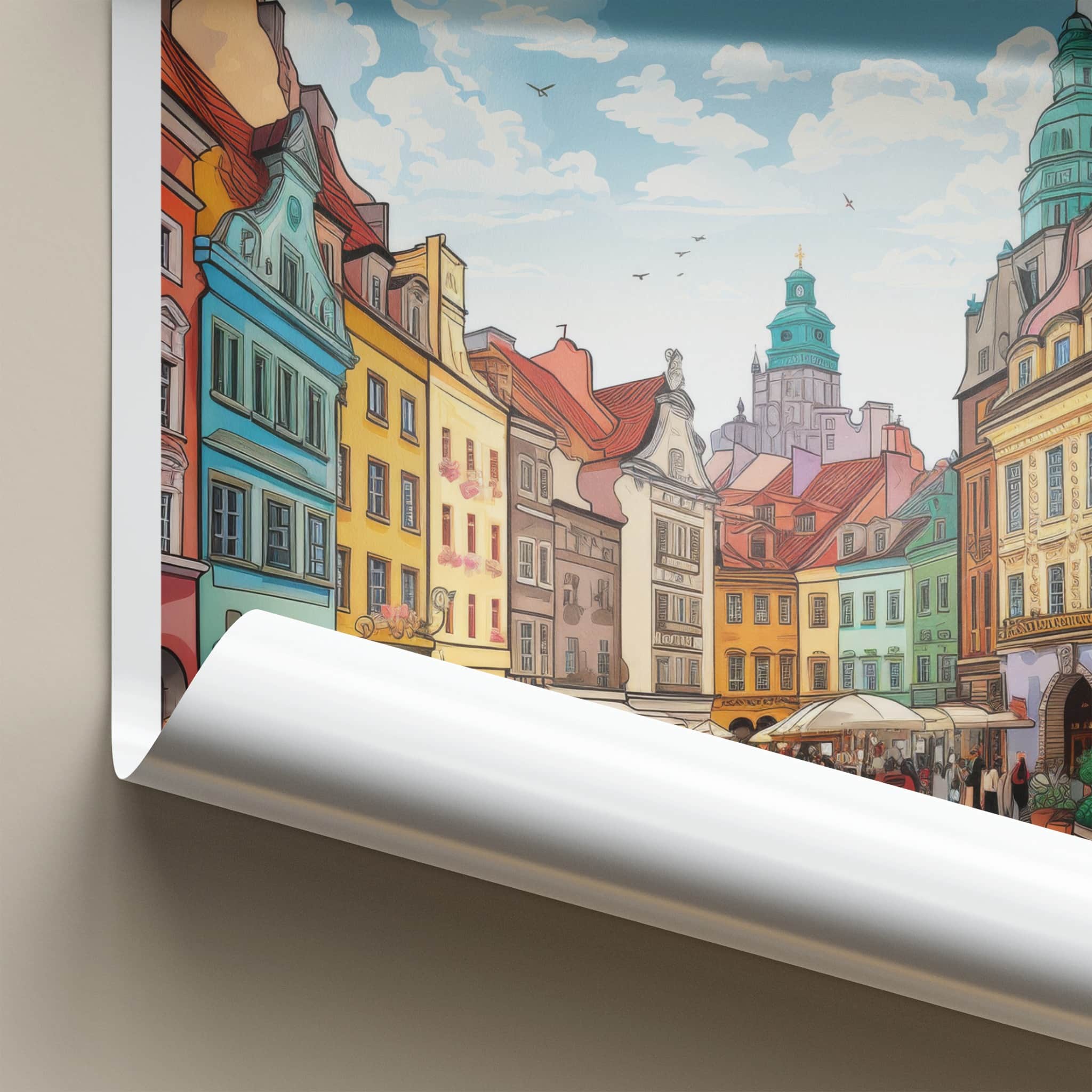 Rzeszow Poster - Poland Travel Art - Colorful Market Square Home Decor