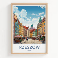 Rzeszow Poster - Poland Travel Art - Colorful Market Square Home Decor