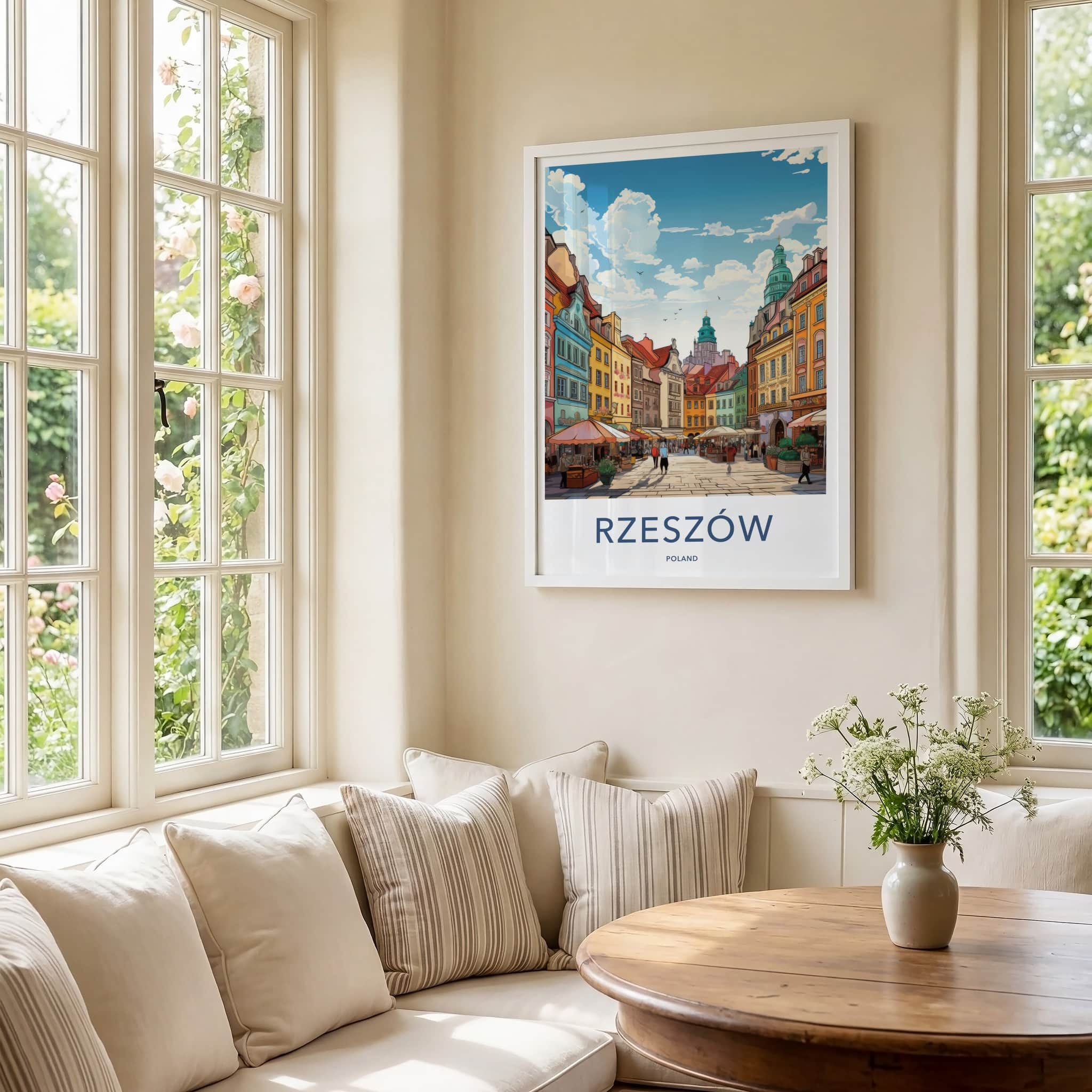 Rzeszow Poster - Poland Travel Art - Colorful Market Square Home Decor