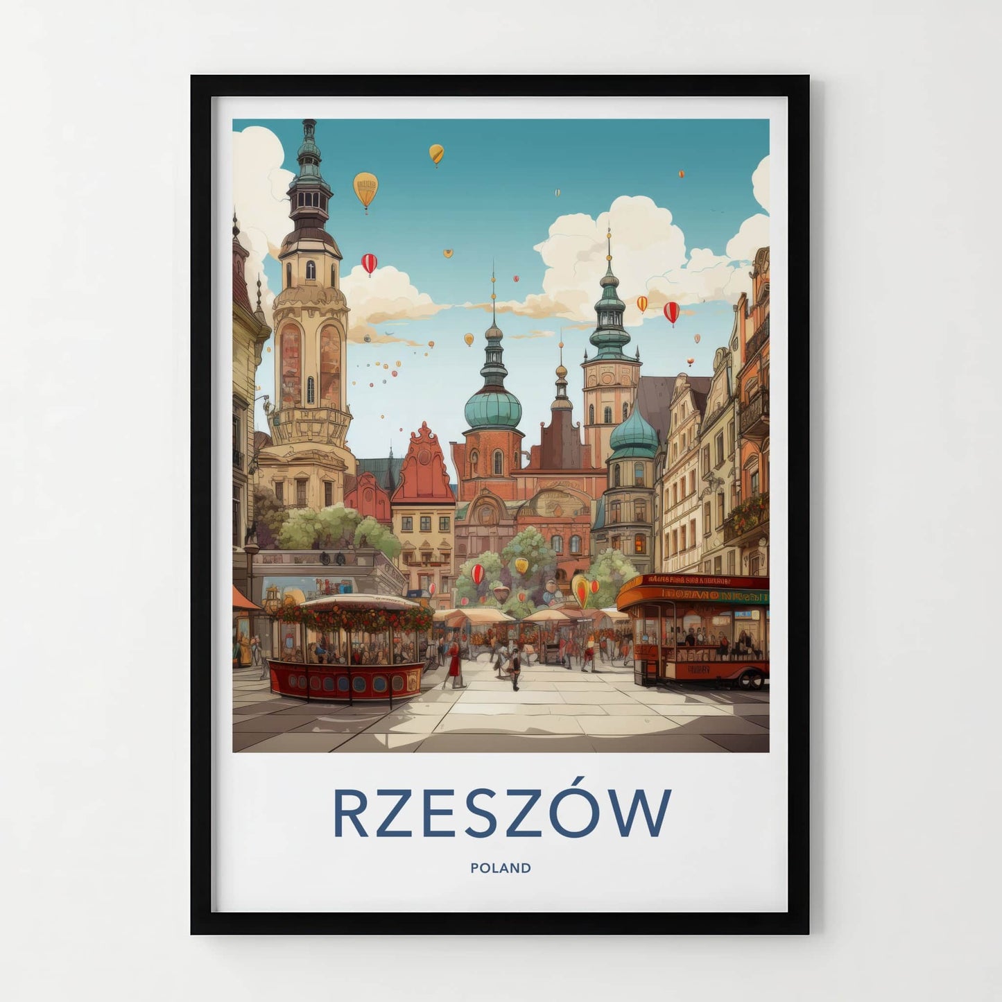 Rzeszow Poster - Poland Travel Art - Lively Market Square Home Decor