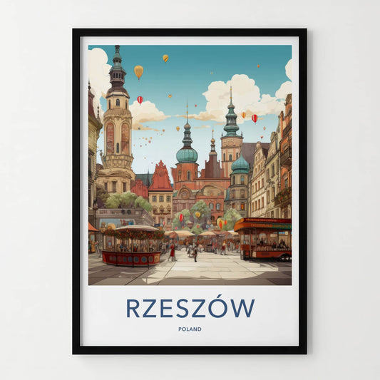 Rzeszow Poster - Poland Travel Art - Lively Market Square Home Decor