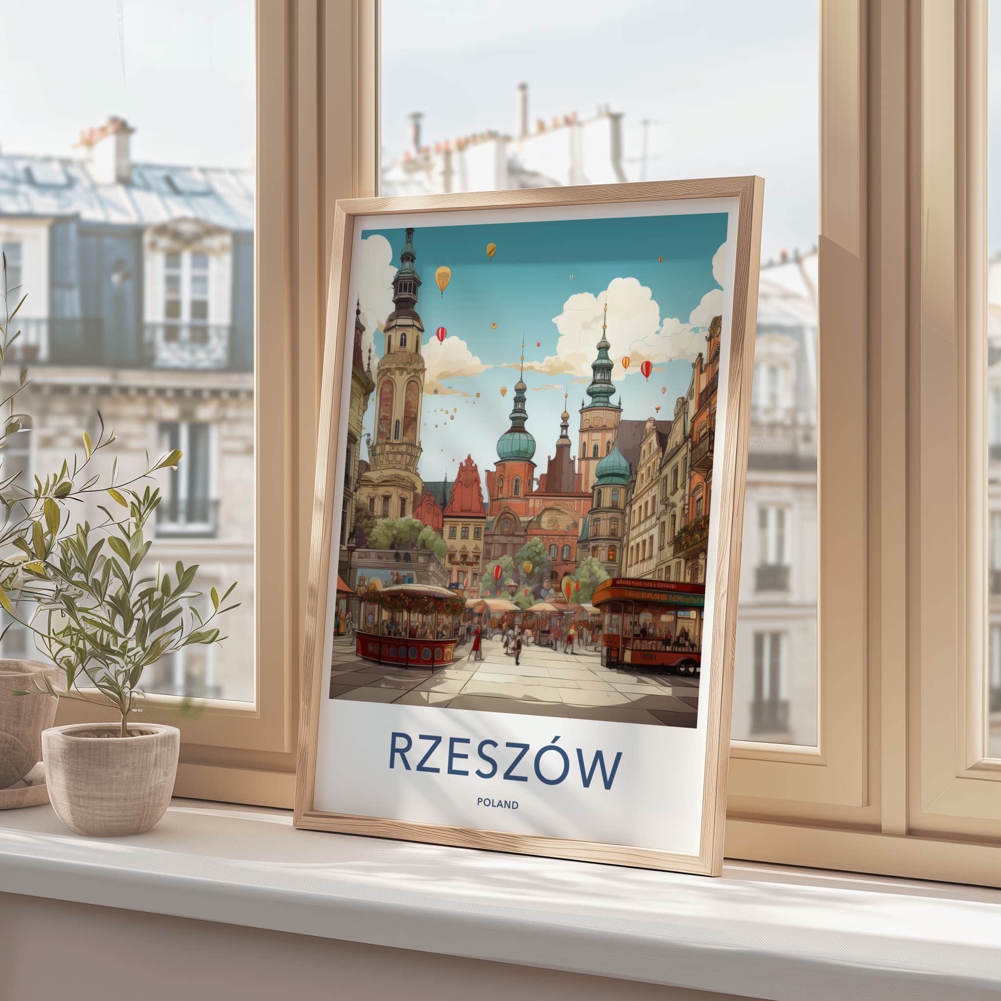 Rzeszow Poster - Poland Travel Art - Lively Market Square Home Decor