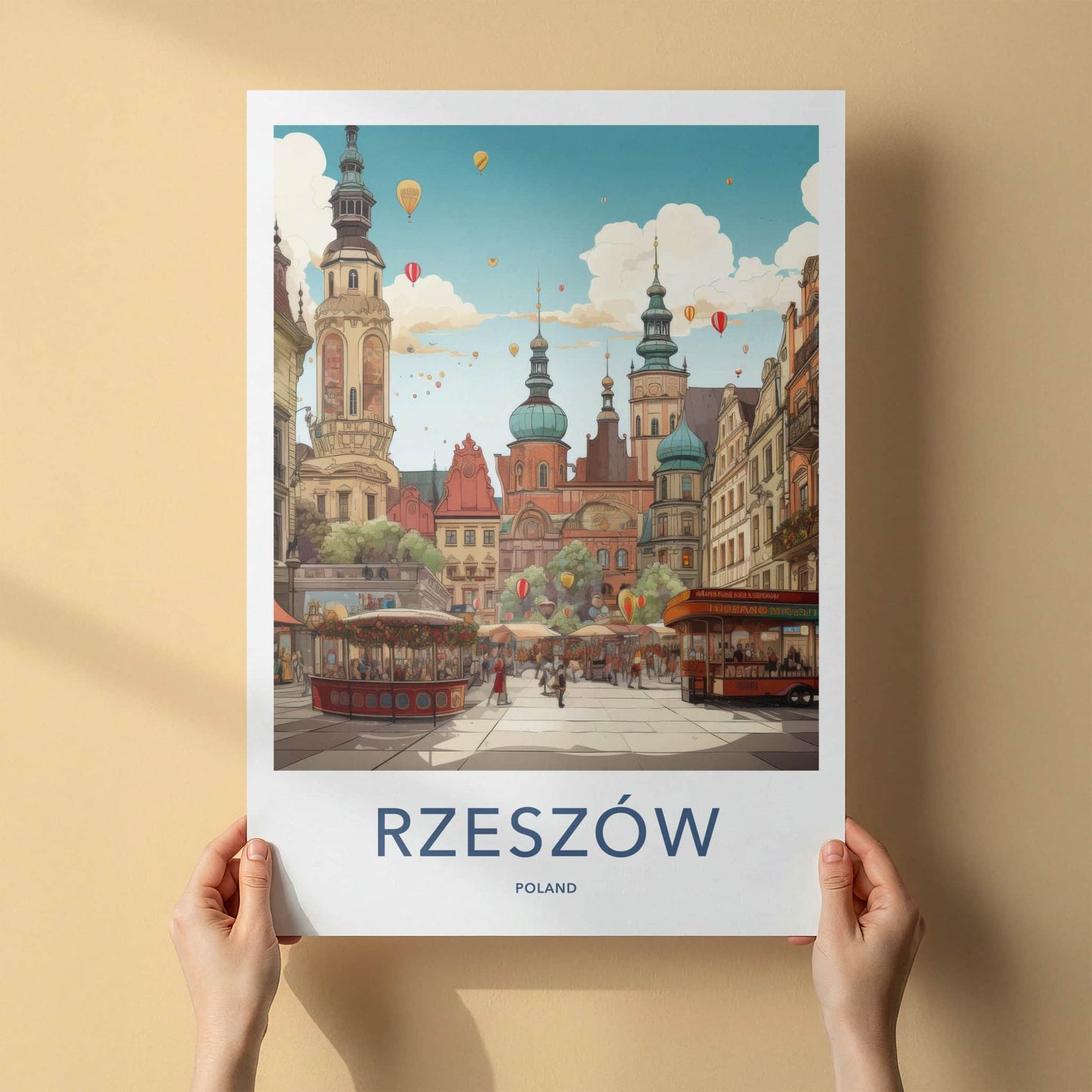 Rzeszow Poster - Poland Travel Art - Lively Market Square Home Decor