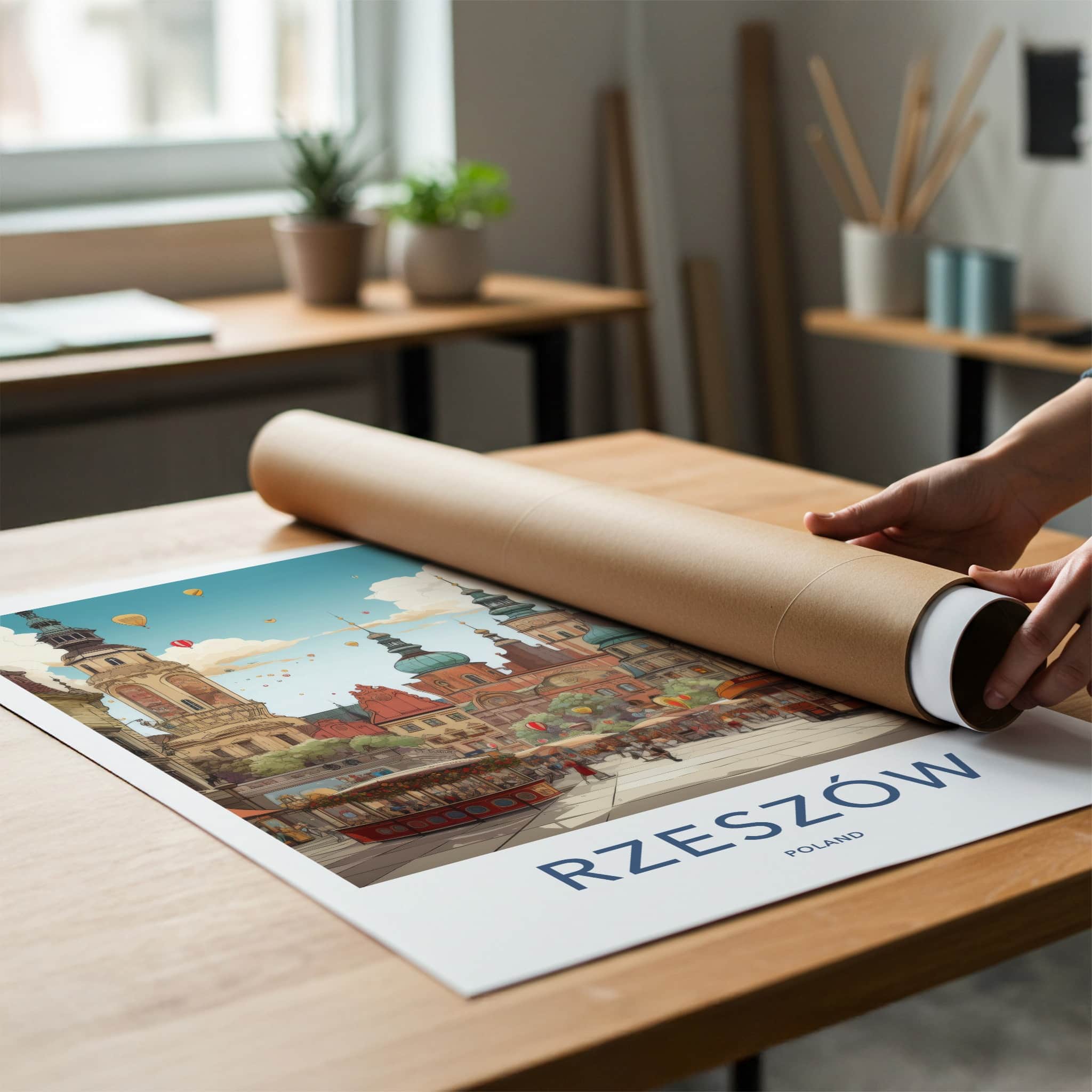 Rzeszow Poster - Poland Travel Art - Lively Market Square Home Decor