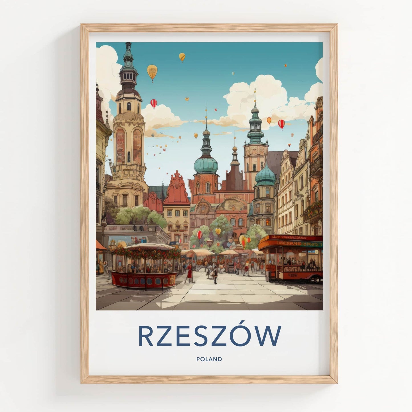 Rzeszow Poster - Poland Travel Art - Lively Market Square Home Decor