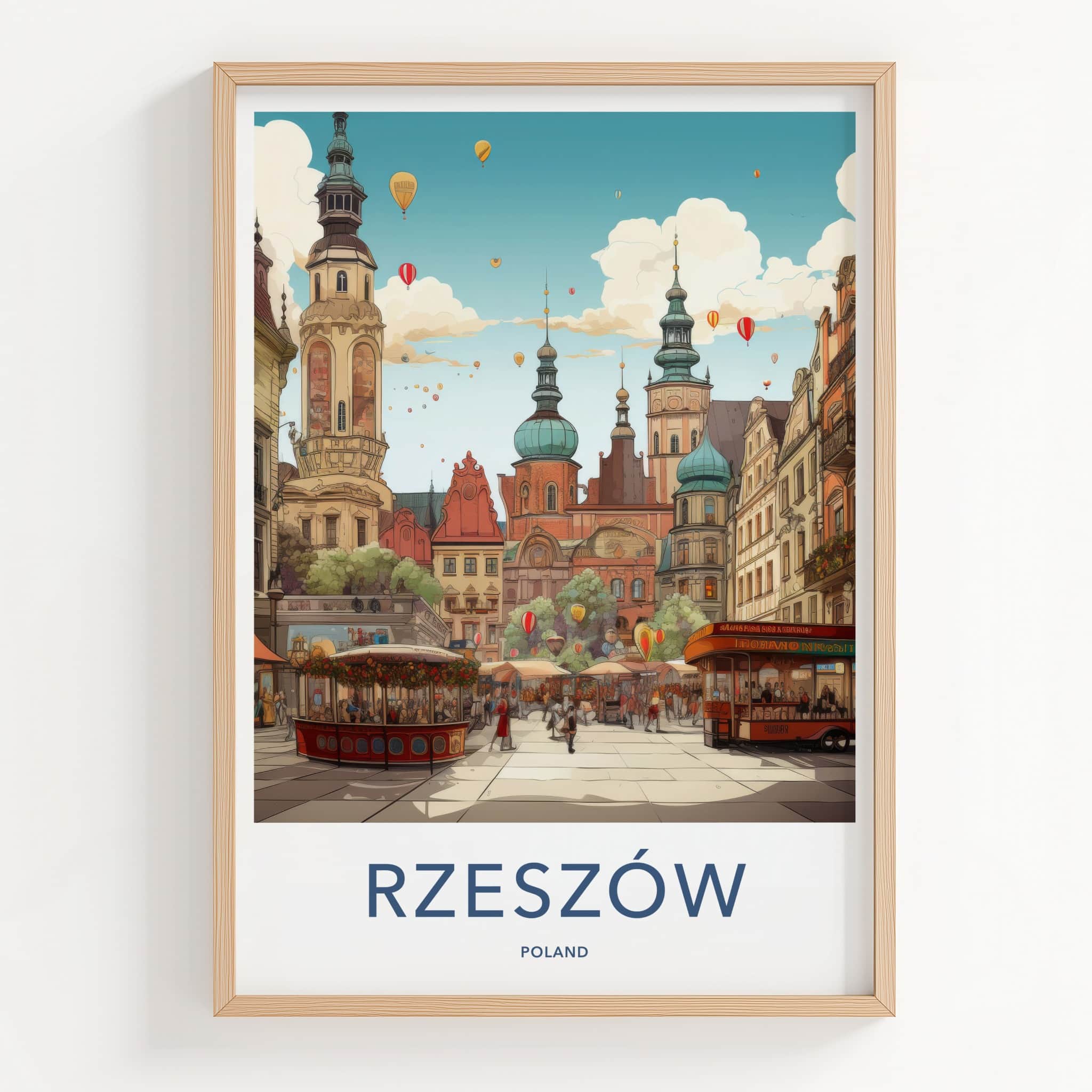 Rzeszow Poster - Poland Travel Art - Lively Market Square Home Decor