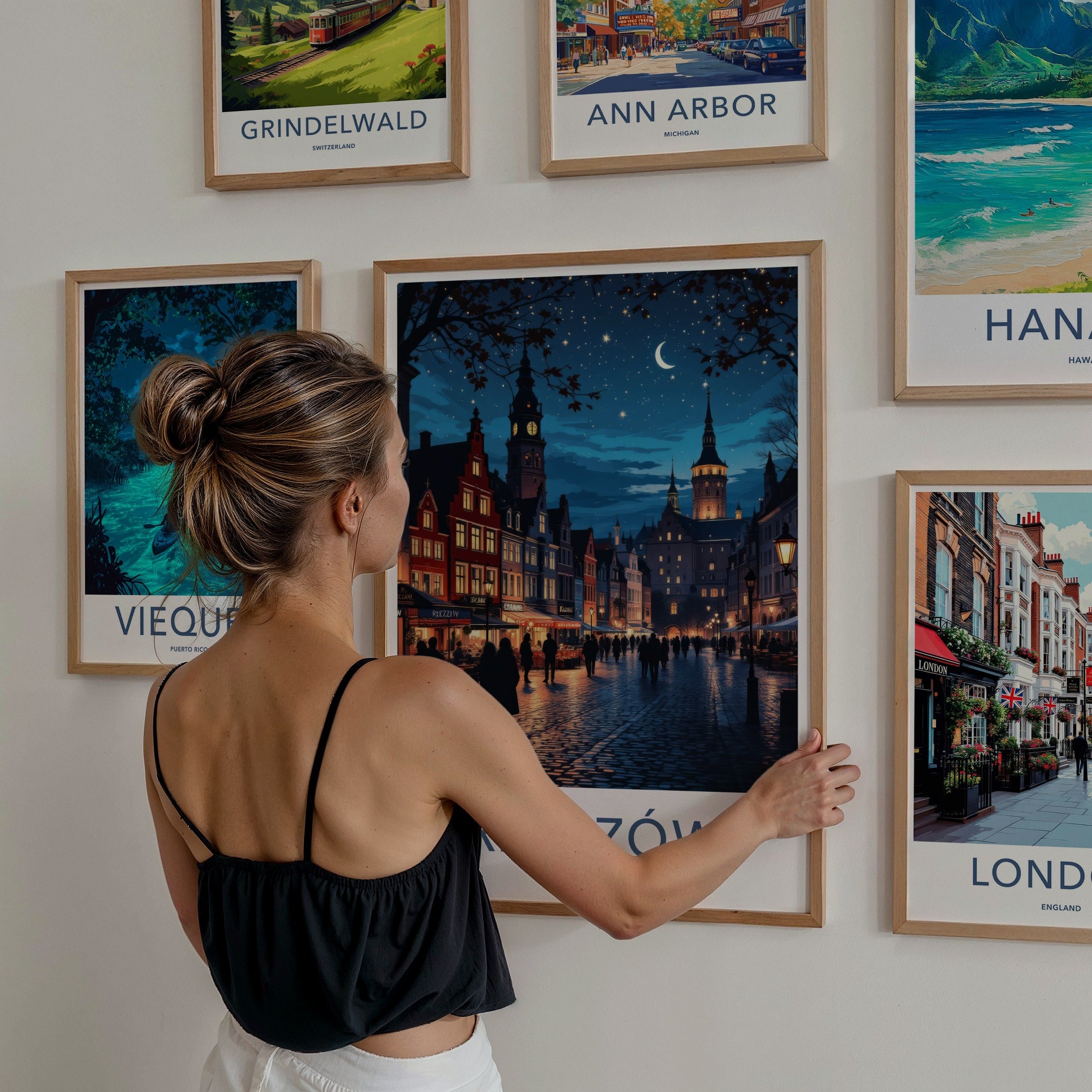 Rzeszow Poster - Poland Travel Art - Starry Night City Home Decor
