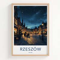 Rzeszow Poster - Poland Travel Art - Starry Night Square Home Decor