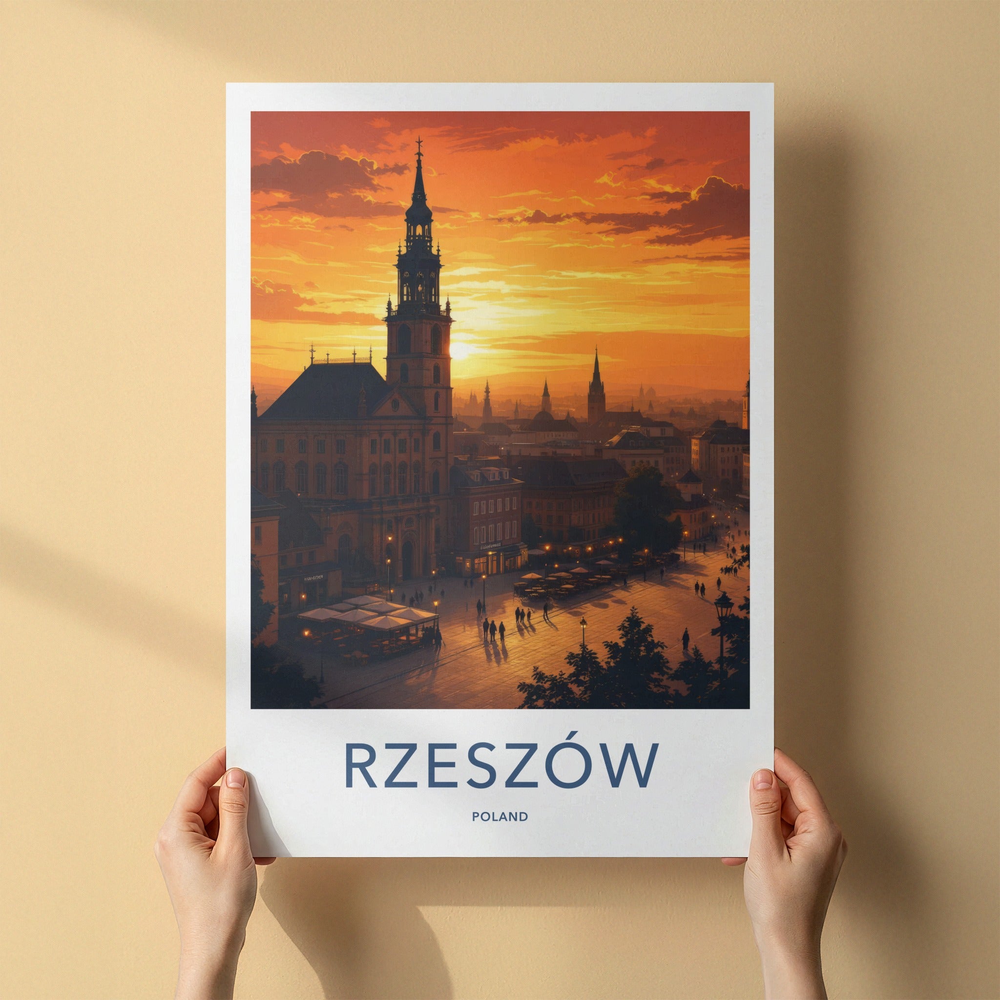 Rzeszow Poster - Poland Travel Art - Twilight Cityscape Scene Wall Decor