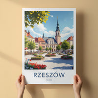 Rzeszow Poster - Poland Travel Art - Vibrant Square Spire Wall Decor