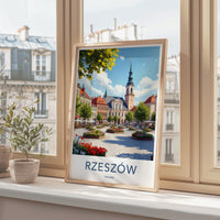 Rzeszow Poster - Poland Travel Art - Vibrant Square Spire Wall Decor
