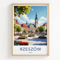 Rzeszow Poster - Poland Travel Art - Vibrant Square Spire Wall Decor