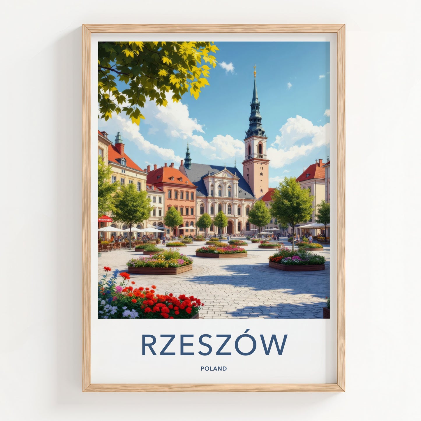 Rzeszow Poster - Poland Travel Art - Vibrant Square Spire Wall Decor