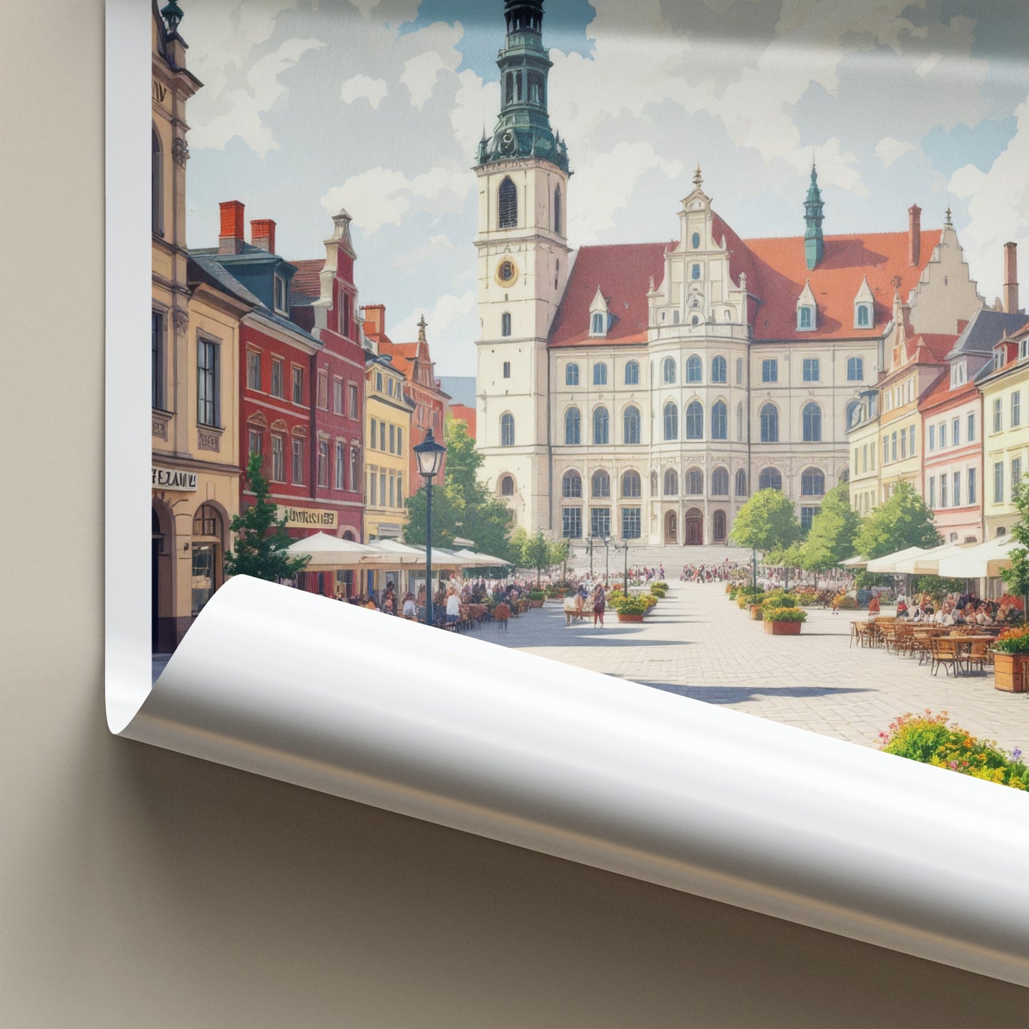 Rzeszow Poster - Poland Travel Print - Historic Market Square Wall Decor