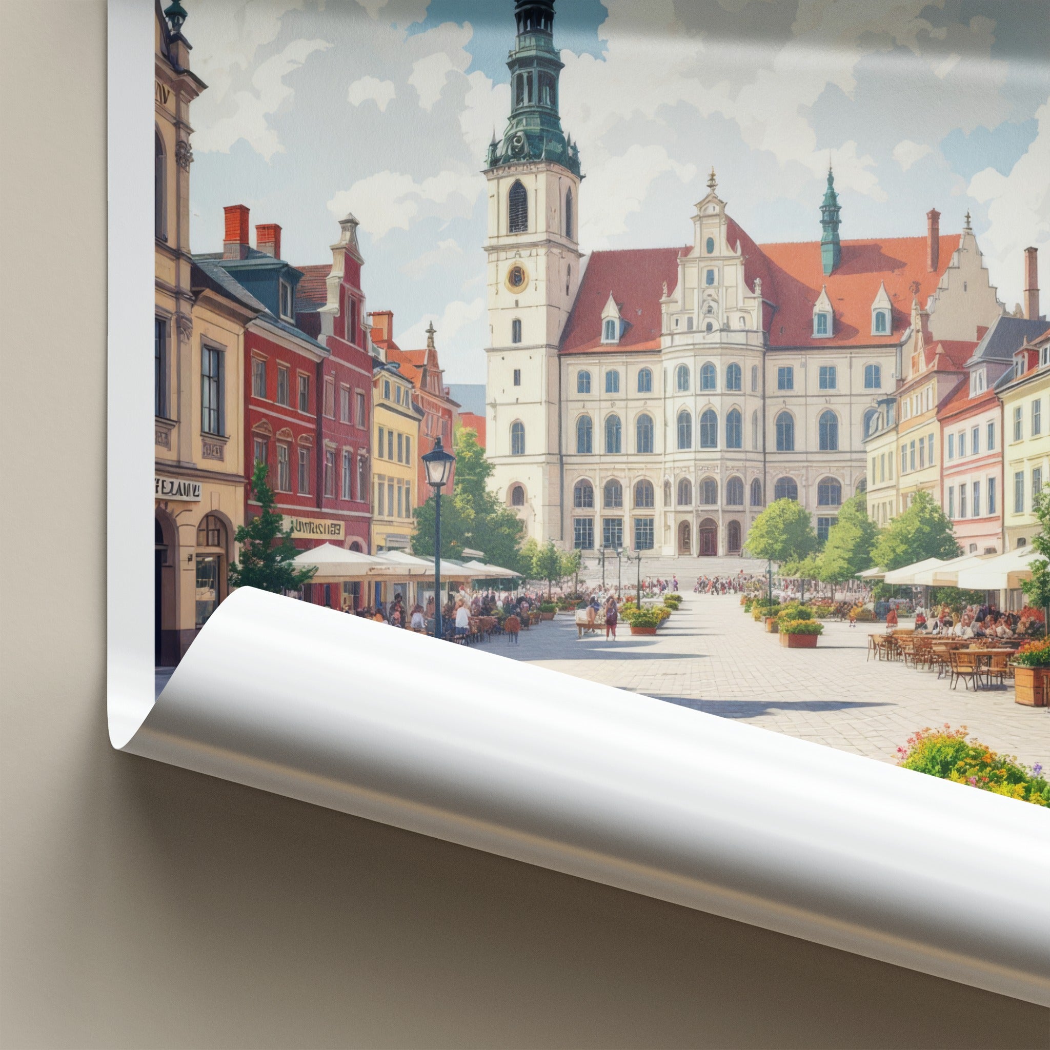 Rzeszow Poster - Poland Travel Print - Historic Market Square Wall Decor