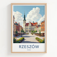 Rzeszow Poster - Poland Travel Print - Historic Market Square Wall Decor