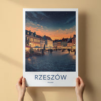 Rzeszow Poster - Poland Travel Print - Starry Evening Square Home Decor