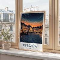 Rzeszow Poster - Poland Travel Print - Starry Evening Square Home Decor