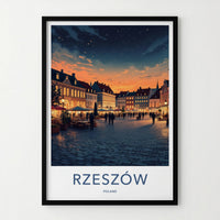 Rzeszow Poster - Poland Travel Print - Starry Evening Square Home Decor