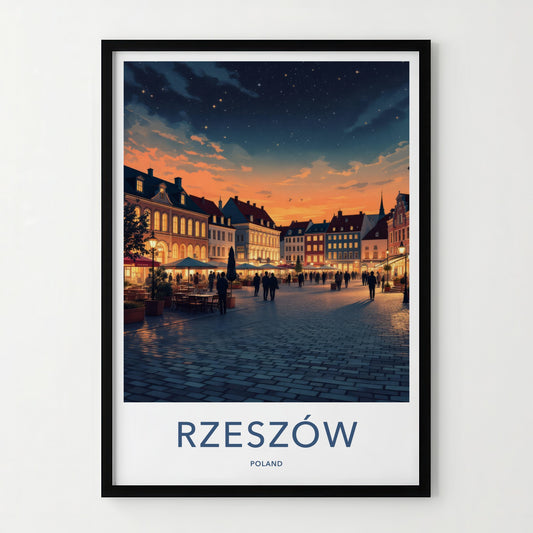 Rzeszow Poster - Poland Travel Print - Starry Evening Square Home Decor