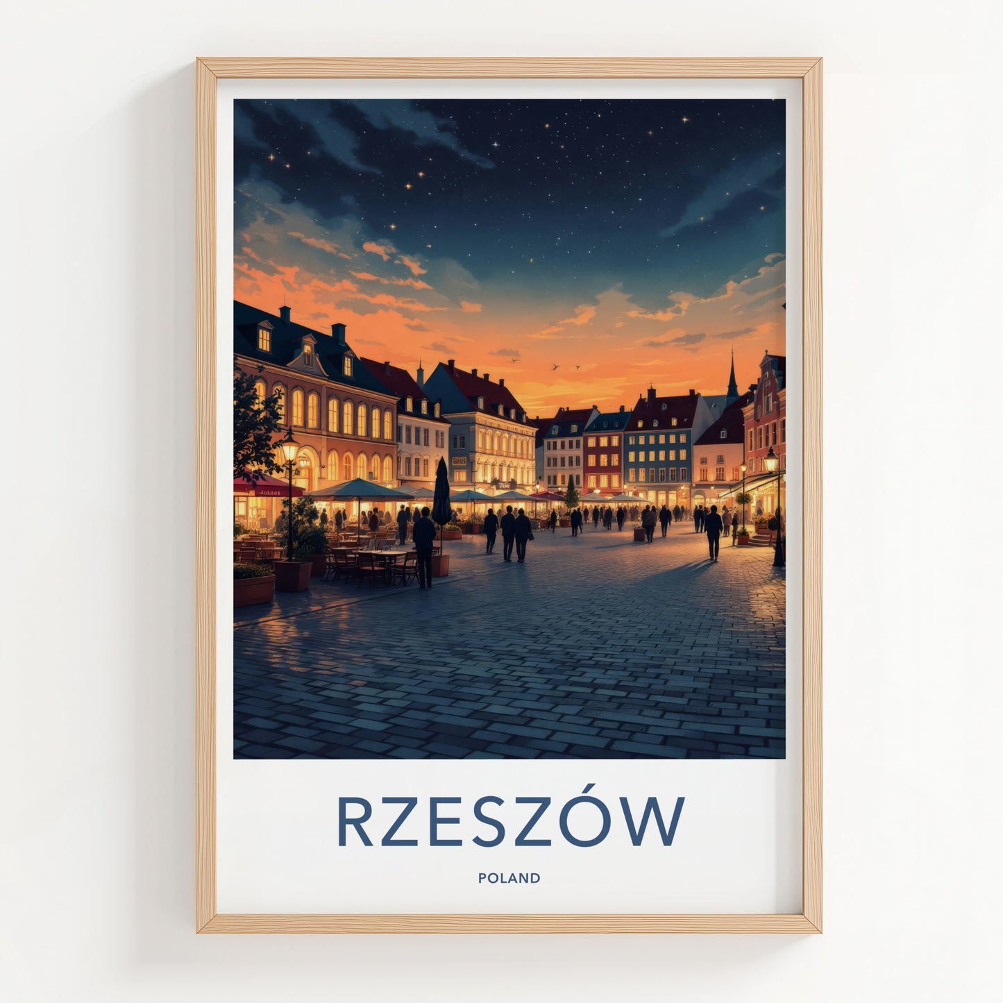Rzeszow Poster - Poland Travel Print - Starry Evening Square Home Decor