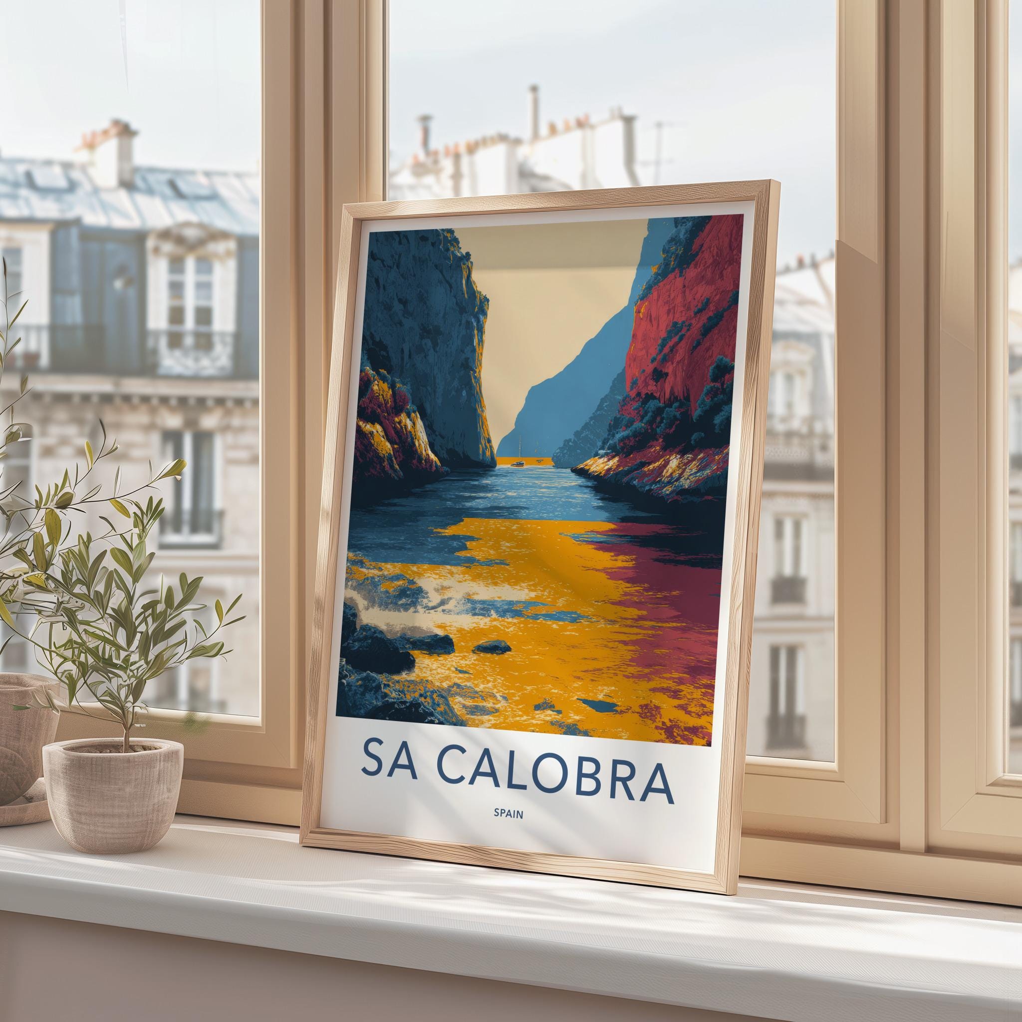 Sa Calobra Poster - Spain Travel Art - Colorful Canyon Seascape Home Decor