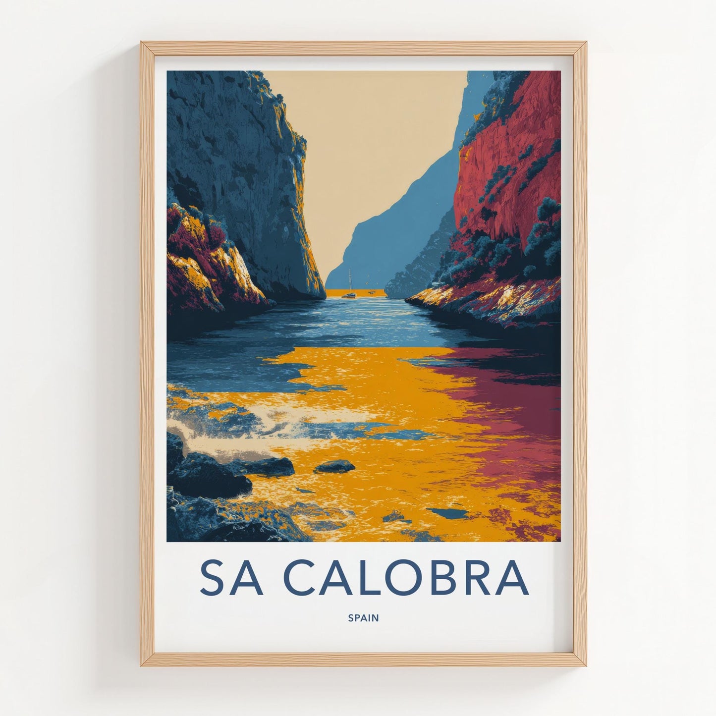 Sa Calobra Poster - Spain Travel Art - Colorful Canyon Seascape Home Decor