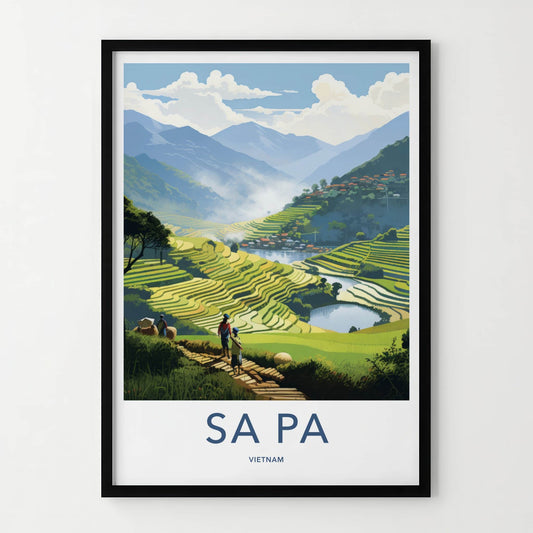 SA PA Poster - Vietnam Travel Art - Lush Terraced Fields Home Decor