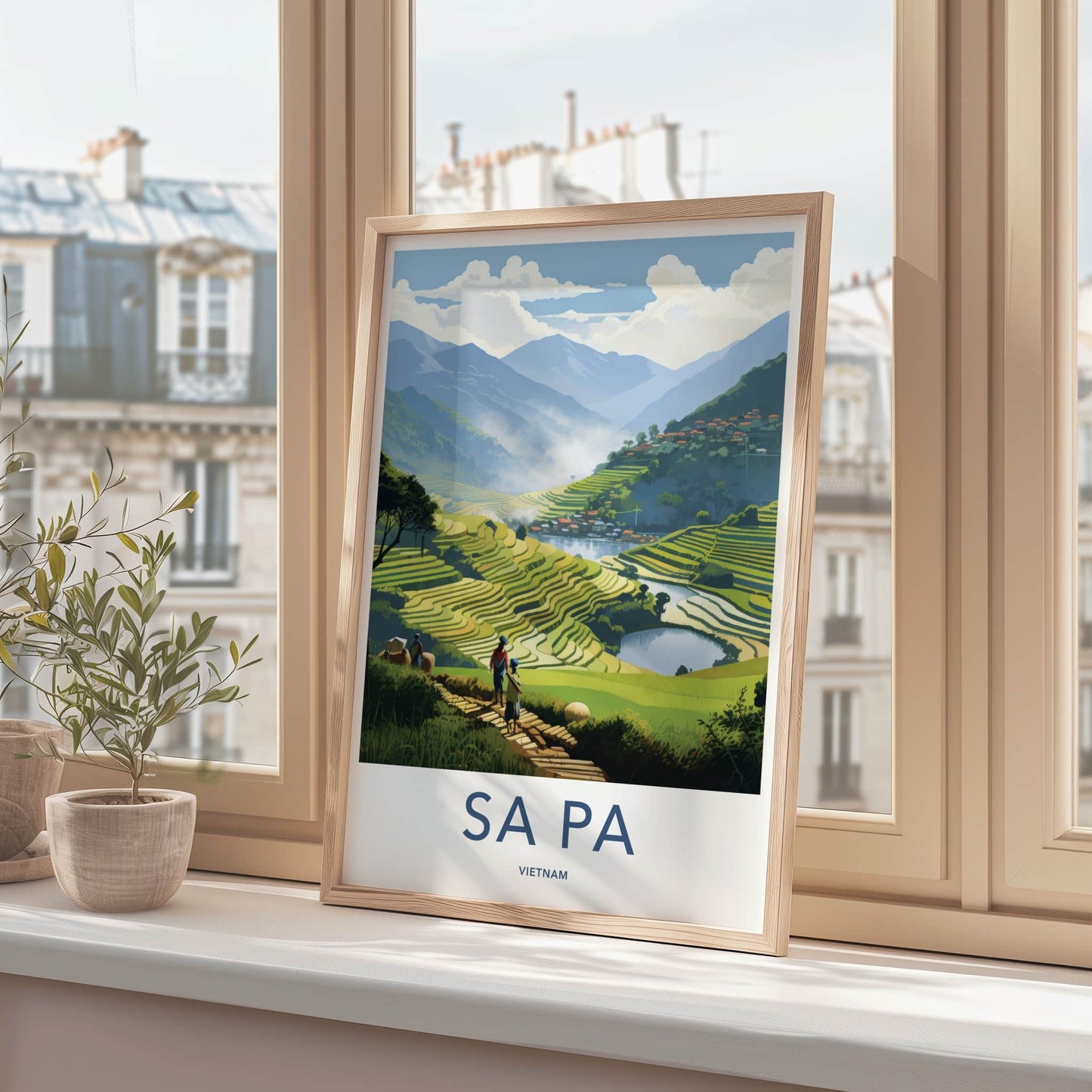 SA PA Poster - Vietnam Travel Art - Lush Terraced Fields Home Decor