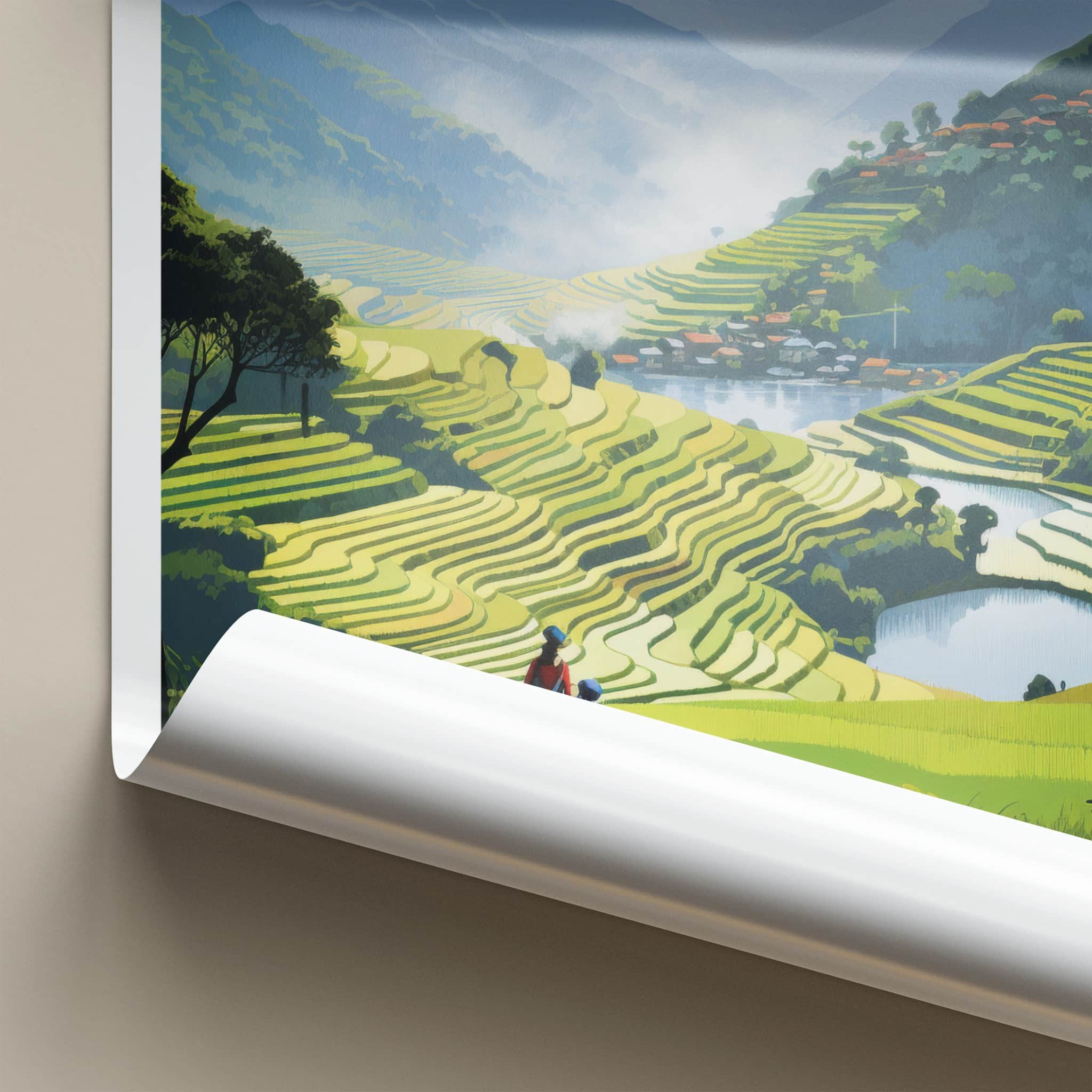 SA PA Poster - Vietnam Travel Art - Lush Terraced Fields Home Decor