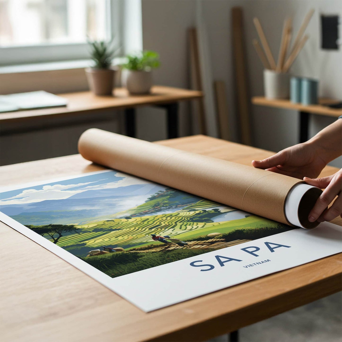 SA PA Poster - Vietnam Travel Art - Lush Terraced Fields Home Decor