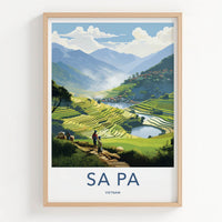 SA PA Poster - Vietnam Travel Art - Lush Terraced Fields Home Decor