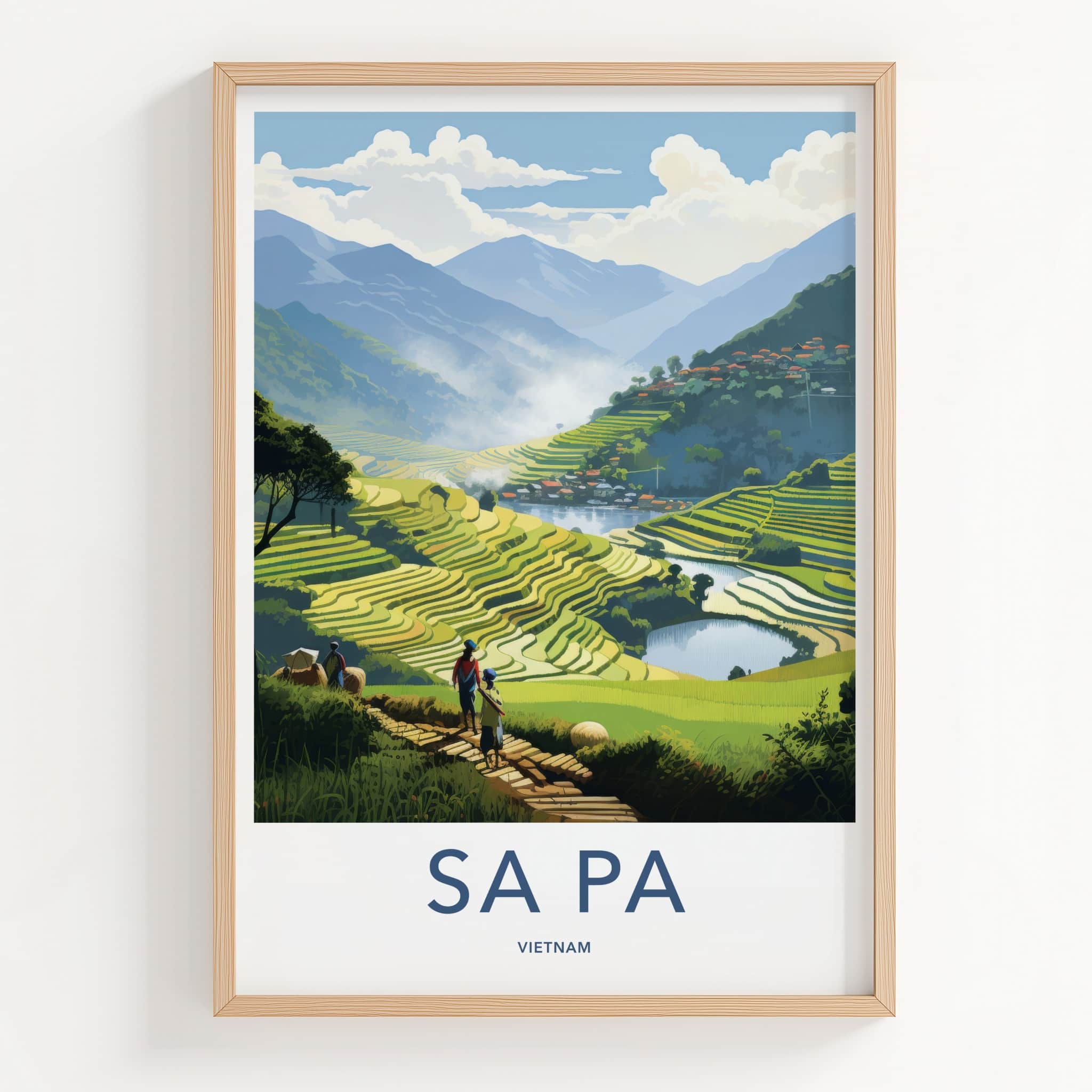 SA PA Poster - Vietnam Travel Art - Lush Terraced Fields Home Decor