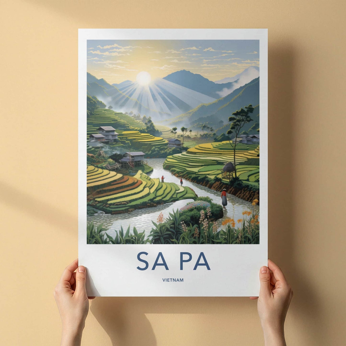 Sa Pa Poster - Vietnam Travel Art - Sunrise Valley Landscape Home Decor