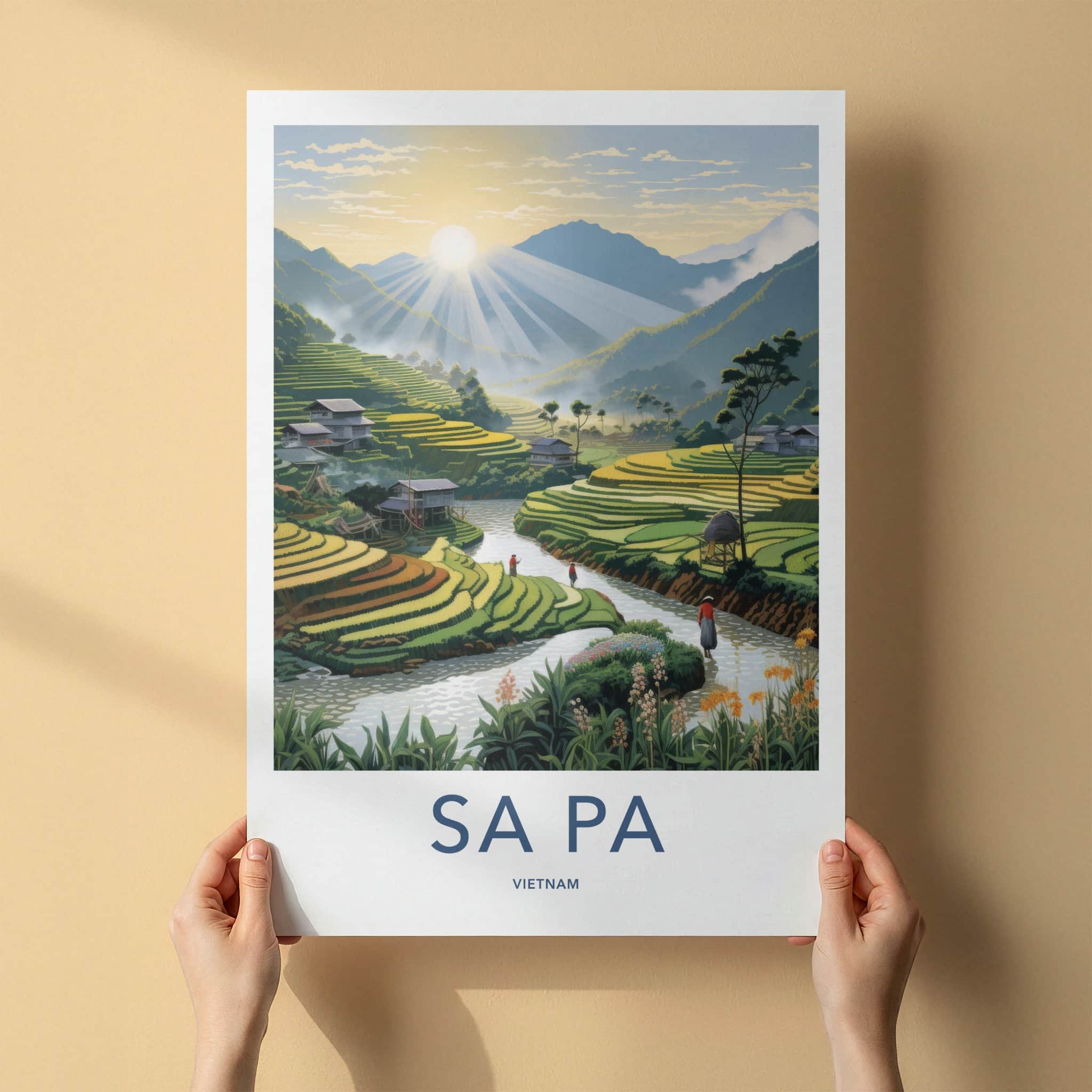 Sa Pa Poster - Vietnam Travel Art - Sunrise Valley Landscape Home Decor