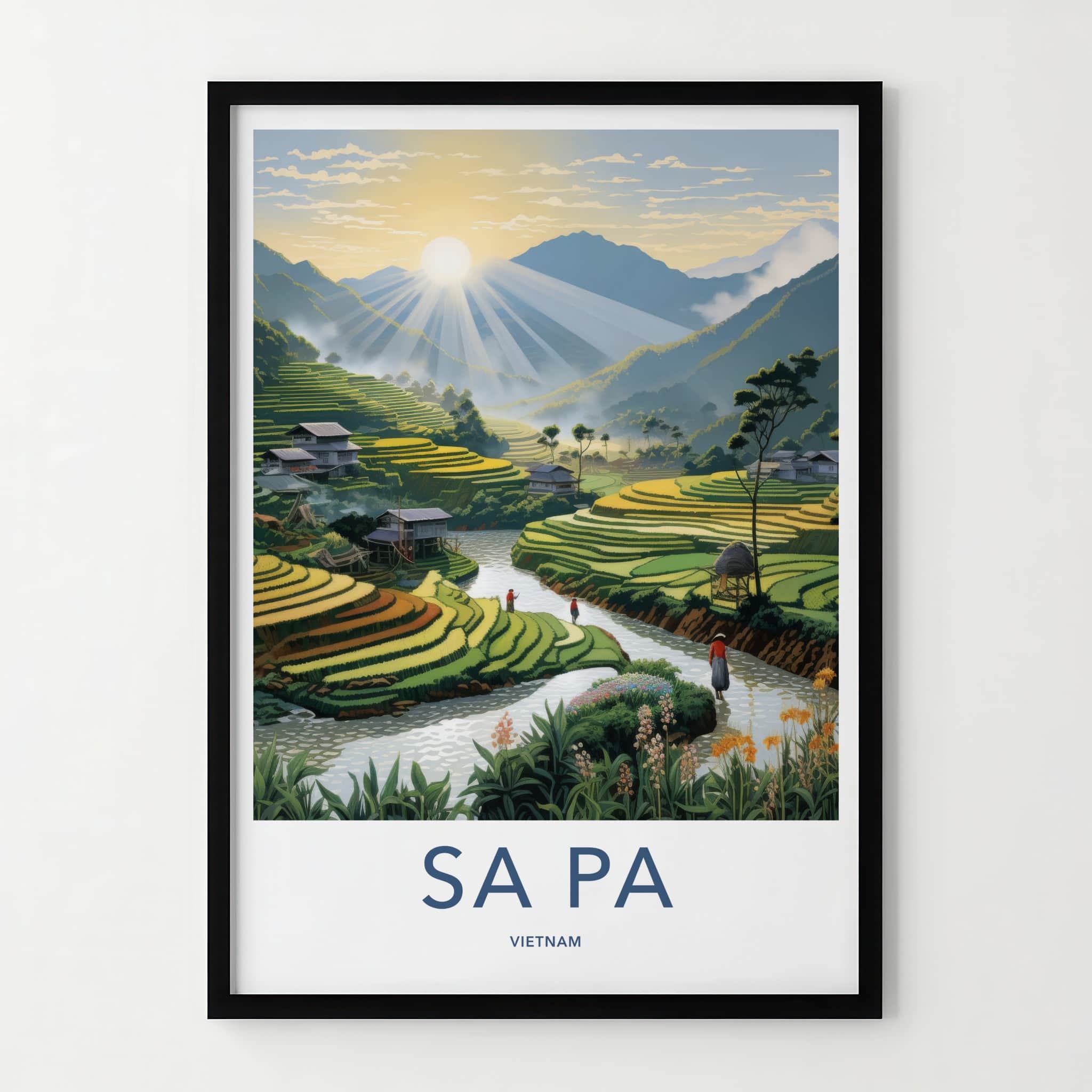 Sa Pa Poster - Vietnam Travel Art - Sunrise Valley Landscape Home Decor
