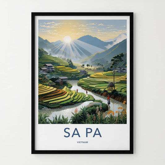 Sa Pa Poster - Vietnam Travel Art - Sunrise Valley Landscape Home Decor