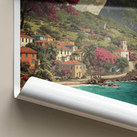 Saba Poster - Caribbean Travel Art - Coastal Village Scene Gallery Art