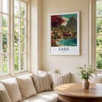 Saba Poster - Caribbean Travel Art - Coastal Village Scene Gallery Art